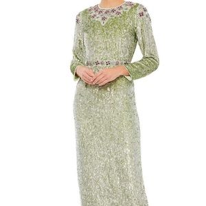 Mac Duggal Sage Green Sequin Dress